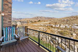 Balcony with a mountain view