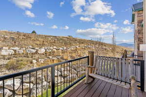 Wooden deck with a mountain view