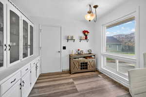 Dining area featuring light wood-type flooring