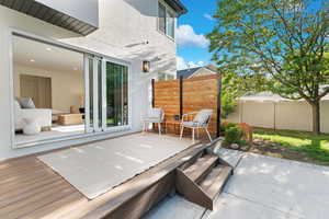 View of patio with a deck