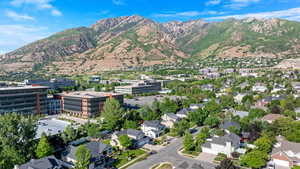 Aerial view of a mountain backdrop