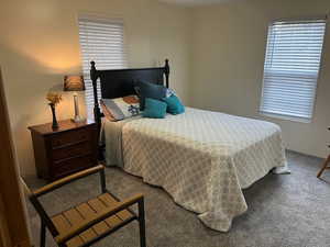 Bedroom with carpet flooring