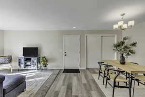 Hallway looking into the dining and kitchen area