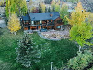 Drone / aerial view of a tree filled landscape