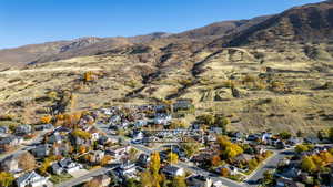 View of mountain background with nearby suburban area