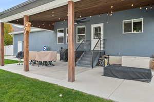 View of patio / terrace with a ceiling fan
