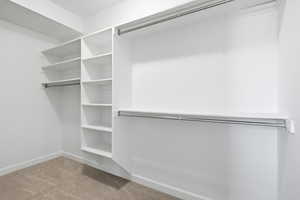 Primary Walk in closet featuring light carpet