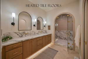 Primary Ensuite Bathroom with heated tile floors