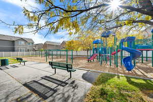 Communal playground with a residential view