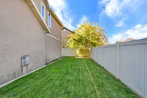 View of fenced backyard