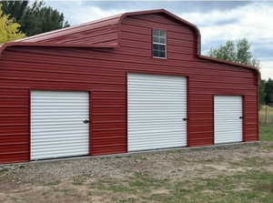 View of detached garage