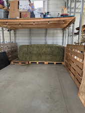 Garage with metal wall