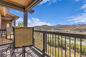 Balcony with a mountain view