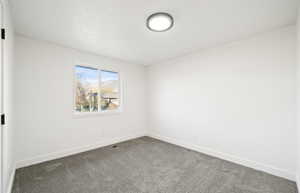 Carpeted empty room with baseboards