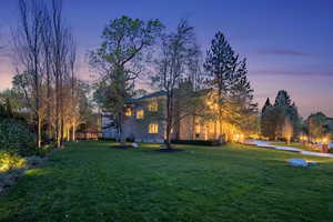 Yard at dusk with a yard