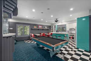 Recreation room featuring billiards and recessed lighting