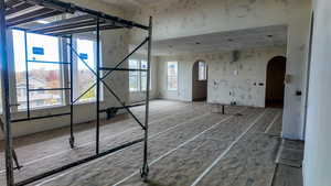 View from family room into the kitchen