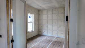 Office with glass french doors and custom trim design