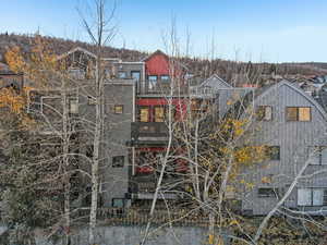 View of building exterior with a residential view