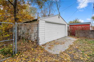 View of detached garage