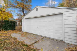 View of detached garage