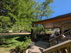 View of patio / terrace with a ceiling fan