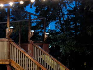 View of deck at night