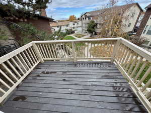 Wooden terrace with a residential view