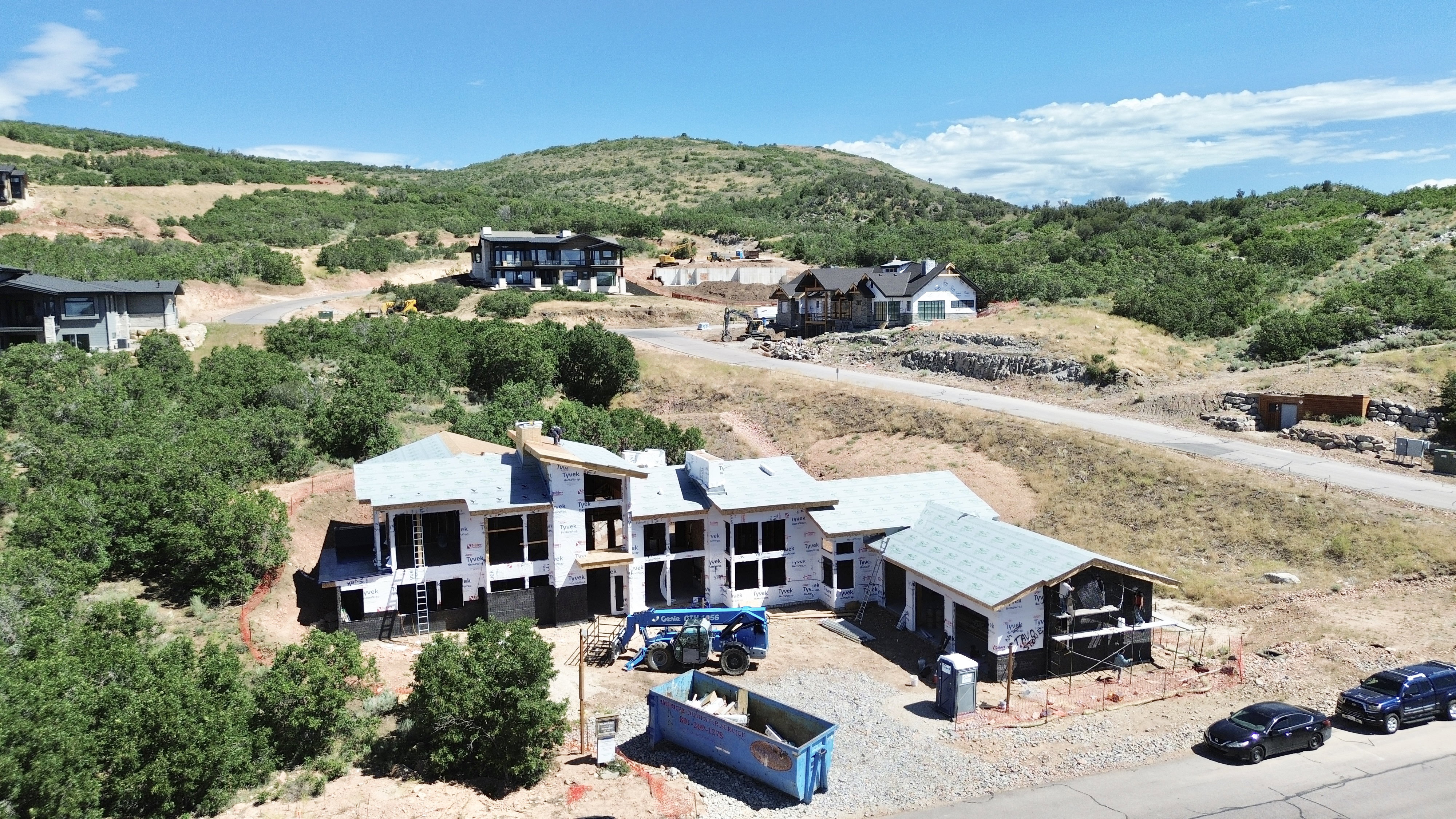 New construction opportunity featuring a multi-level design and a partial roof installation