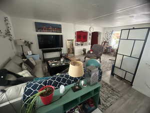 Living room featuring wood finished floors