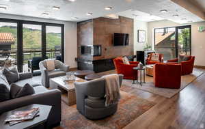 Lobby featuring a textured ceiling