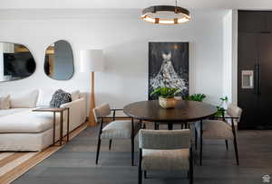 Dining area featuring wood finished floors