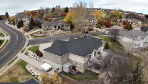 Aerial perspective of suburban area