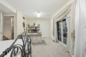 Office area with light carpet