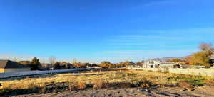 View of yard with a residential view and a mountain view