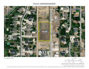Aerial view of property's location featuring property parcel outlined