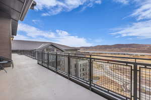 Balcony with a mountain view