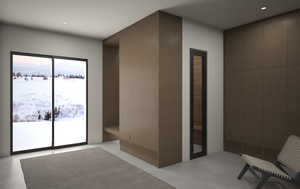 Ski locker room with sauna