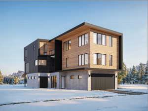 Street-side view of home with radiant heated driveway.