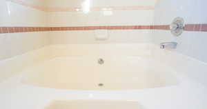 Beautiful oversized garden tub in the primary bathroom