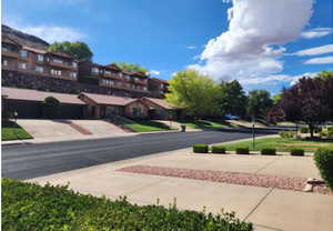 View of asphalt street with sidewalks
