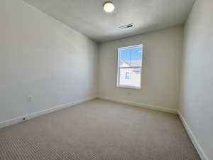 Spare room with carpet floors and a textured ceiling