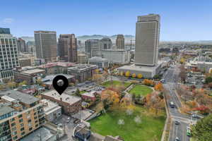 City view with a mountain backdrop