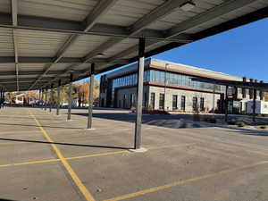View of covered parking lot