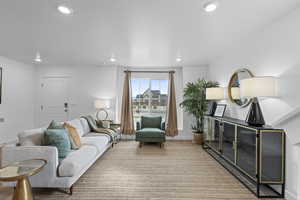 Living room featuring recessed lighting