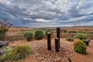 View of yard with a mountain view