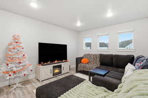 Loft with wood finished floors