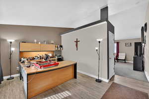 Entrance/Office space featuring light wood finished floors