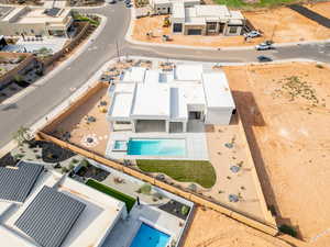 Aerial view of a pool area