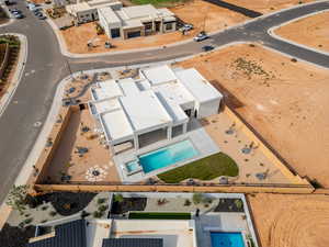 Drone / aerial view of a pool